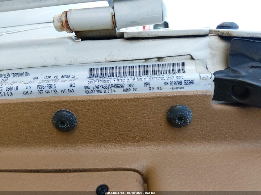 1997 Jeep Wrangler Sahara VIN: 1J4FY49S1VP496207 Lot: 44834784