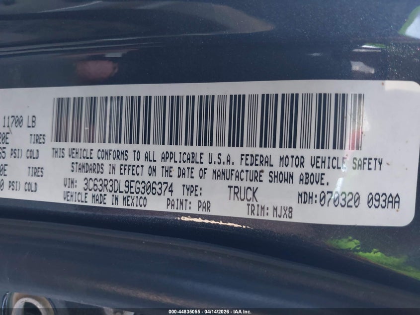 2014 Ram 3500 Big Horn VIN: 3C63R3DL9EG306374 Lot: 44835055