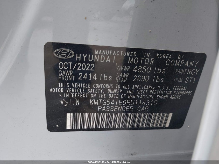 2023 Genesis G70 3.3T Rwd VIN: KMTG54TE9PU114310 Lot: 44835188