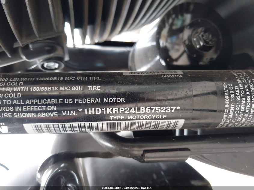 2020 Harley-Davidson Flhxs VIN: 1HD1KRP24LB675237 Lot: 44835812