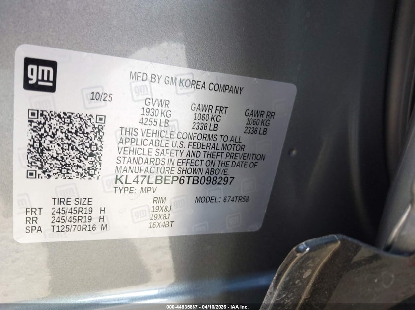 2026 Buick Envista Sport Touring Fwd VIN: KL47LBEP6TB098297 Lot: 44835887