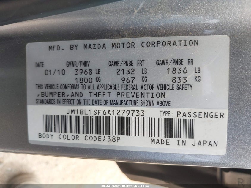 2010 MAZDA 3 SEDAN 2.0L I-4 DOHC, 144HP