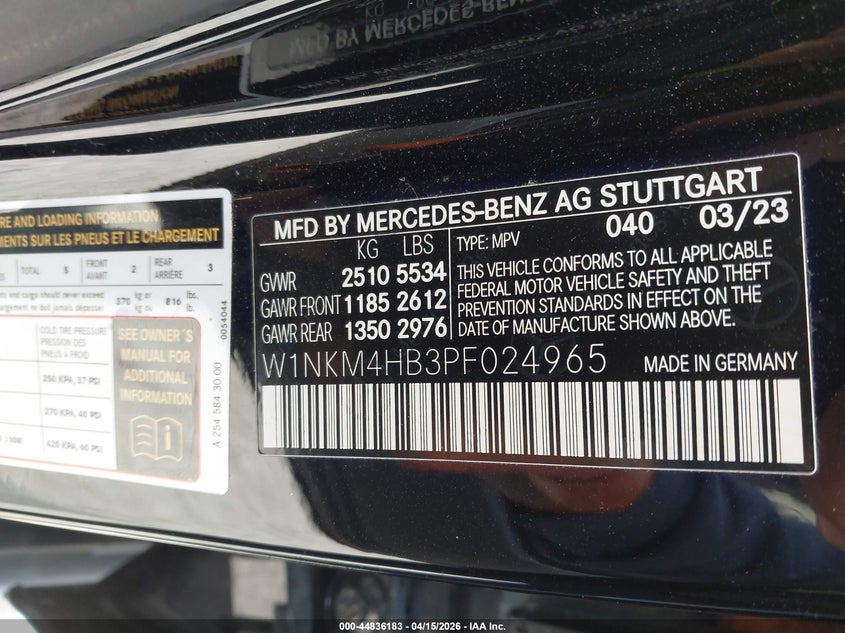 2023 Mercedes-Benz Glc 300 4Matic Suv VIN: W1NKM4HB3PF024965 Lot: 44836183