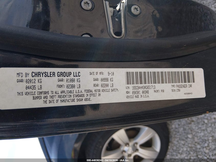 2010 Dodge Caliber Sxt VIN: 1B3CB4HA3AD651713 Lot: 44836242