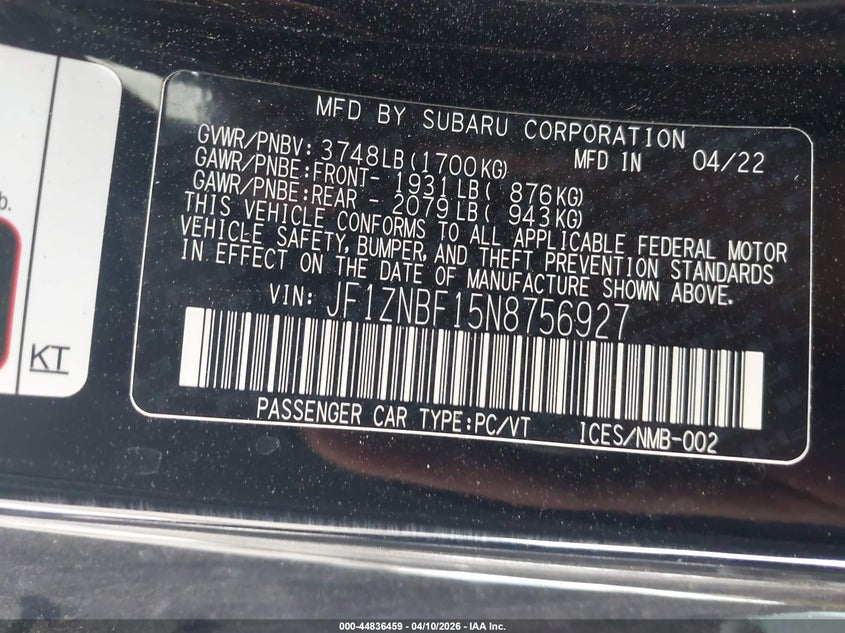 2022 Toyota Gr86 Premium VIN: JF1ZNBF15N8756927 Lot: 44836459