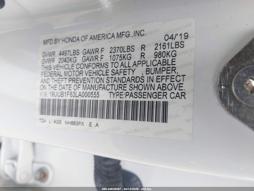 2020 Acura Tlx A-Spec/A-Spec W/Red Leather VIN: 19UUB1F63LA000555 Lot: 44836497