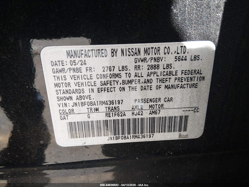 2024 Nissan Ariya Evolve+ VIN: JN1BF0BA1RM436197 Lot: 44836582