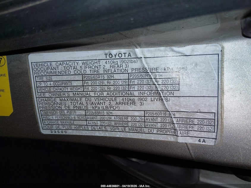 2000 Toyota Camry Xle V6 VIN: JT2BF28K7Y0287253 Lot: 44836601