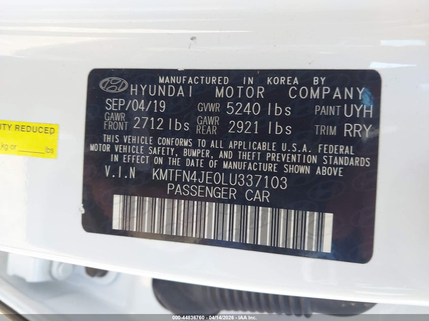 2020 Genesis G80 3.8 3.8 Rwd white Lot 111044836760 Vin KMTFN4JE0LU337103