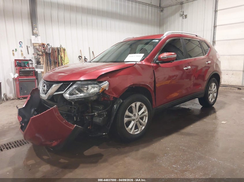 2016 Nissan Rogue 2.5 Sv red Lot 111044837000 Vin KNMAT2MV2GP700617