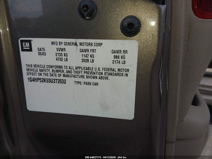 2003 Buick Lesabre Custom VIN: 1G4HP52K93U272632 Lot: 44837173