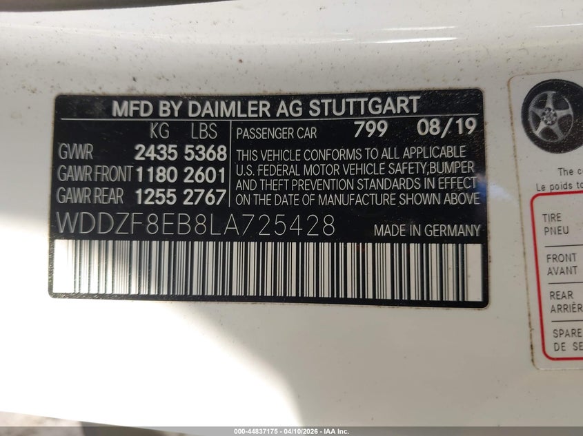 2020 Mercedes-Benz E 350 4Matic VIN: WDDZF8EB8LA725428 Lot: 44837175