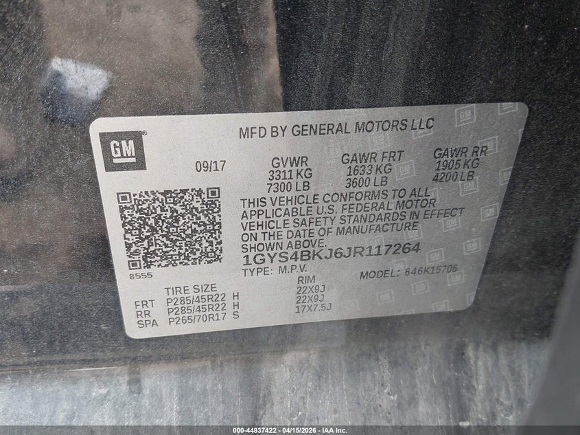 2018 Cadillac Escalade Luxury VIN: 1GYS4BKJ6JR117264 Lot: 44837422