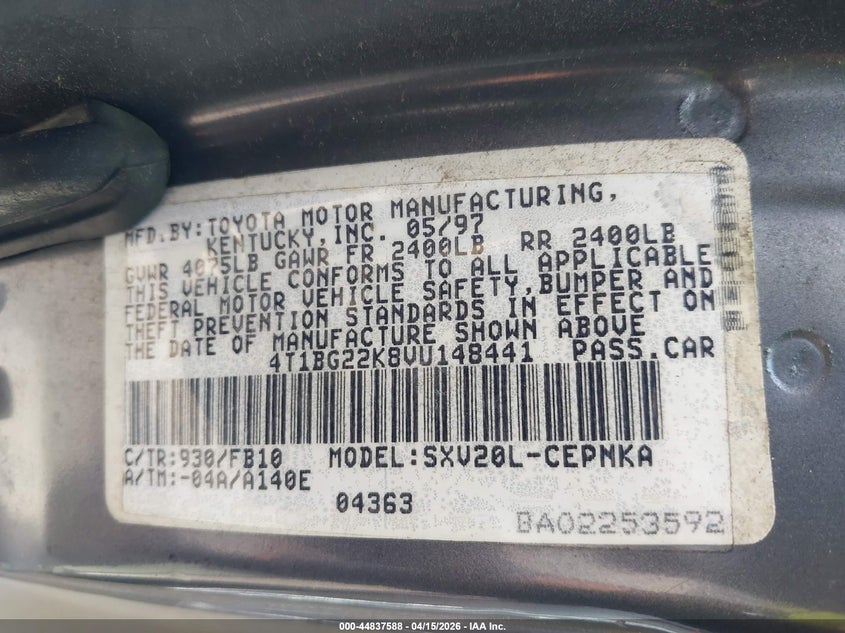 1999 Toyota Camry Ce VIN: 4T1BG22K8XU477353 Lot: 44837588