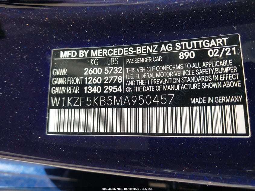 2021 Mercedes-Benz E 450 4Matic VIN: W1KZF5KB5MA950457 Lot: 44837788