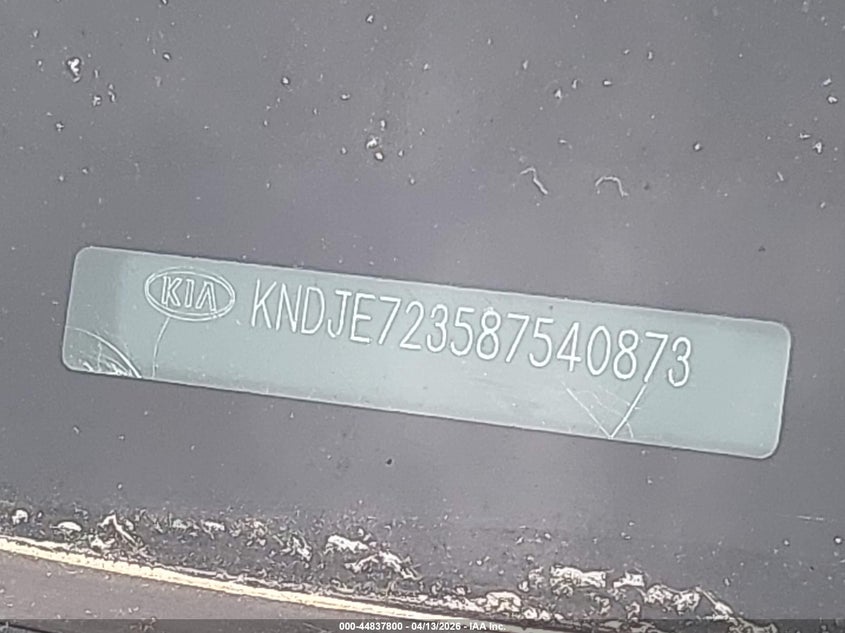2008 Kia Sportage Lx V6 VIN: KNDJE723587540873 Lot: 44837800