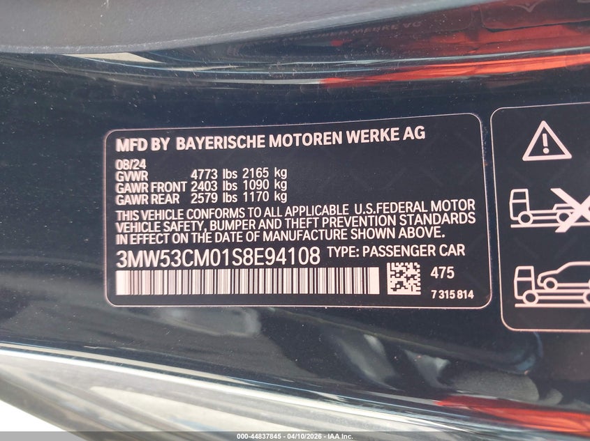2025 BMW M240 I xDrive VIN: 3MW53CM01S8E94108 Lot: 44837845