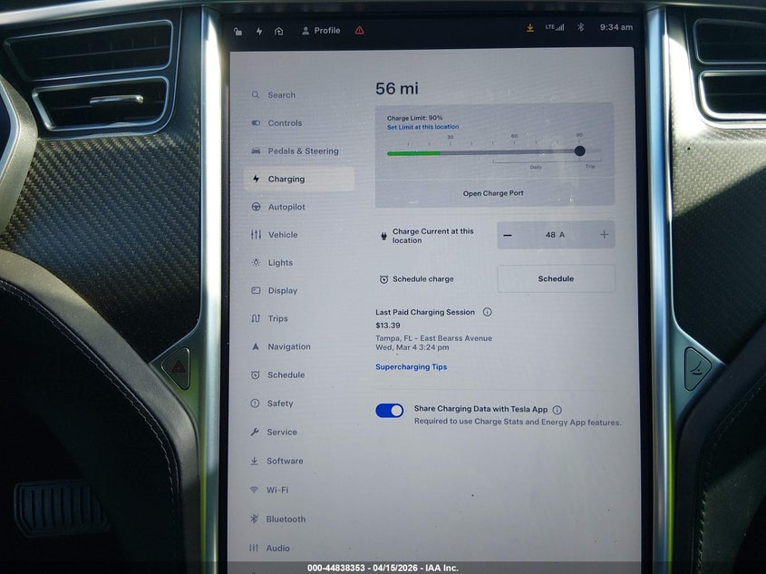 2017 Tesla Model S 100D/60D/75D/90D/P100D VIN: 5YJSA1E2XHF194636 Lot: 44838353