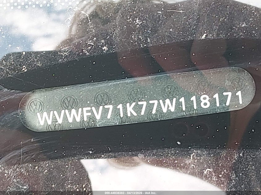 2007 Volkswagen Gti 2-Door VIN: WVWFV71K77W118171 Lot: 44838383
