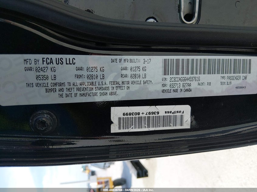 2C3CCAGG6HH597616 2017 Chrysler 300 3.6 S Awd black