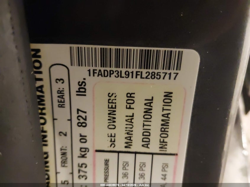 2015 Ford Focus St VIN: 1FADP3L91FL285717 Lot: 44839076