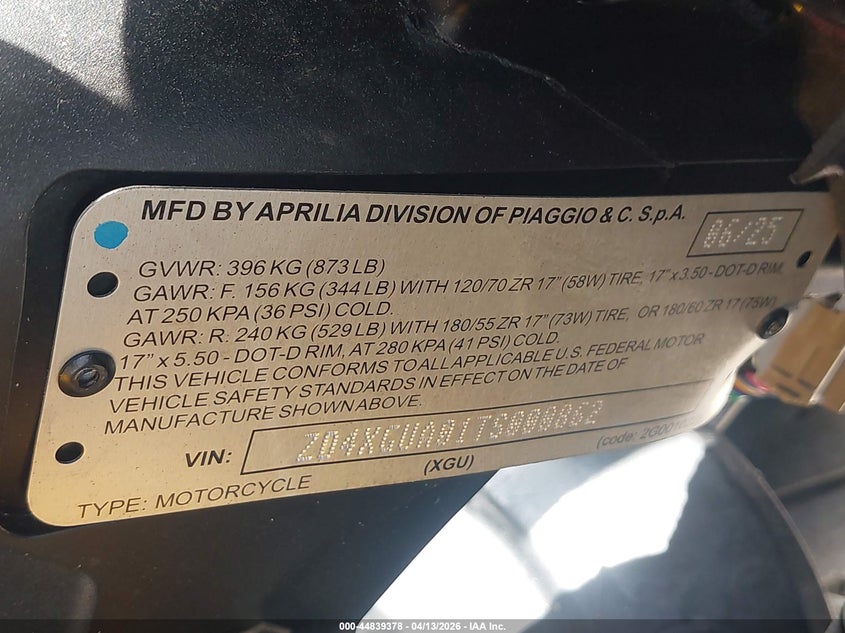 2026 Aprilia Rs 660 VIN: ZD4XGUA01TS000862 Lot: 44839378