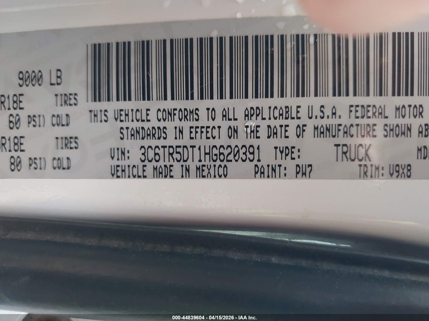 2017 Ram 2500 Slt 4X4 6'4 Box VIN: 3C6TR5DT1HG620391 Lot: 44839604