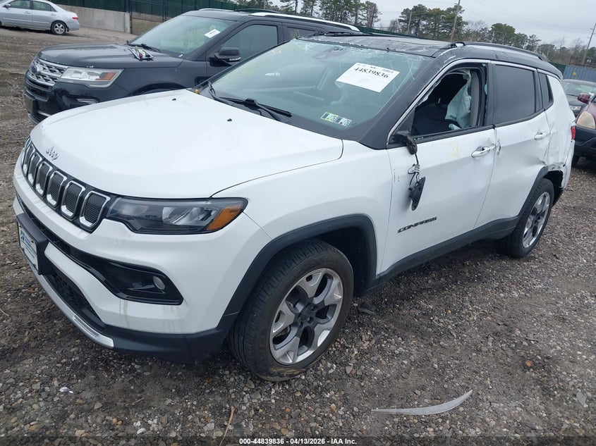 2022 Jeep Compass 2.4 Limited 4x4 White Lot 111044839836 Vin 3C4NJDCB7NT115745