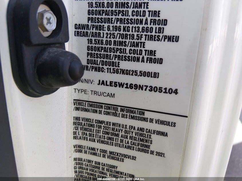 2022 Isuzu Nrr VIN: JALE5W169N7305104 Lot: 44840156