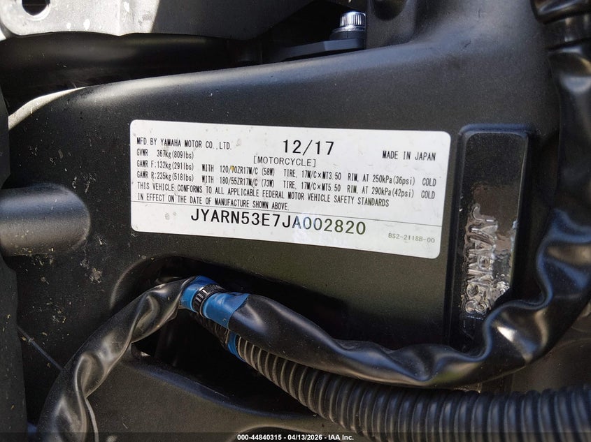 2018 Yamaha Mt09 VIN: JYARN53E7JA002820 Lot: 44840315