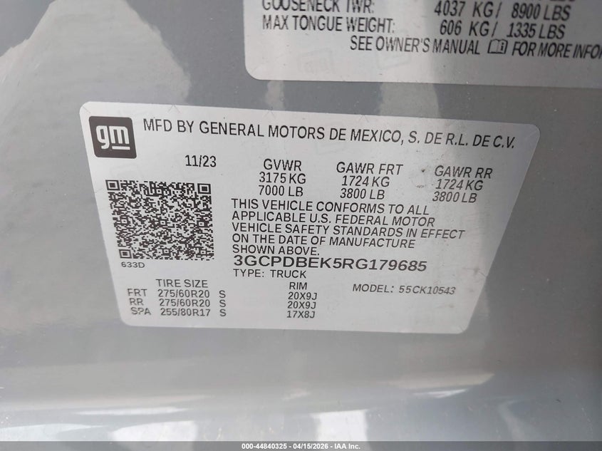 2024 Chevrolet Silverado 1500 4Wd Short Bed Custom VIN: 3GCPDBEK5RG179685 Lot: 44840325