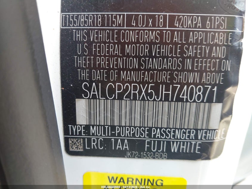 2018 Land Rover Discovery Sport Se VIN: SALCP2RX5JH740871 Lot: 44840986