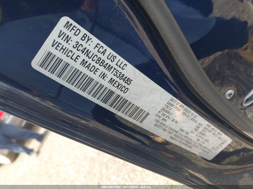 3C4NJCBB4MT538485 2021 Jeep Compass 2.4 Latitude Fwd blue