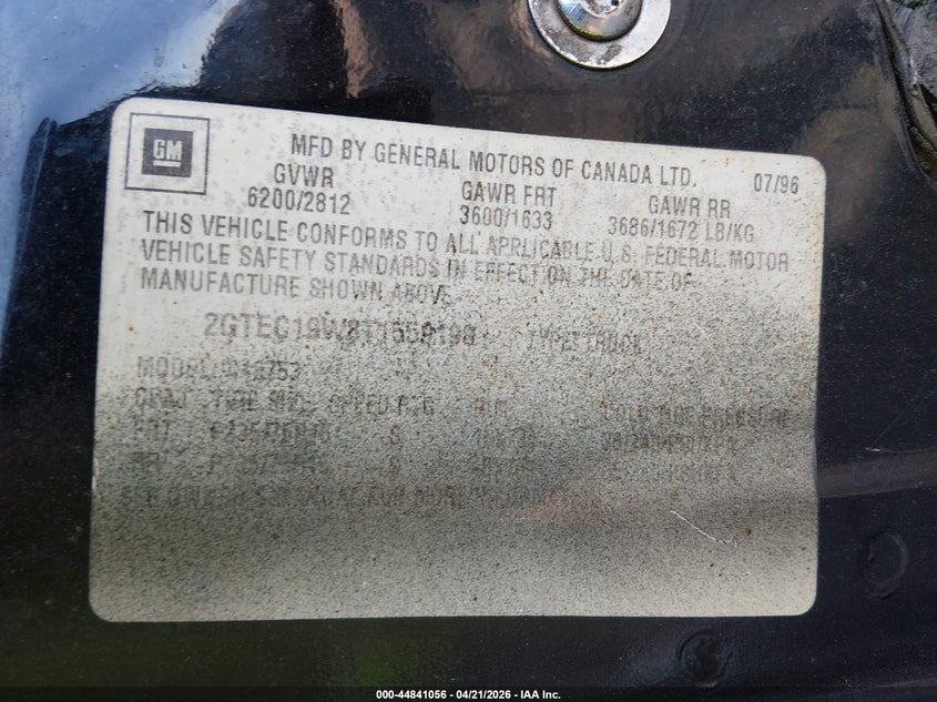 1996 GMC Sierra C1500 VIN: 2GTEC19W8T1559198 Lot: 44841056