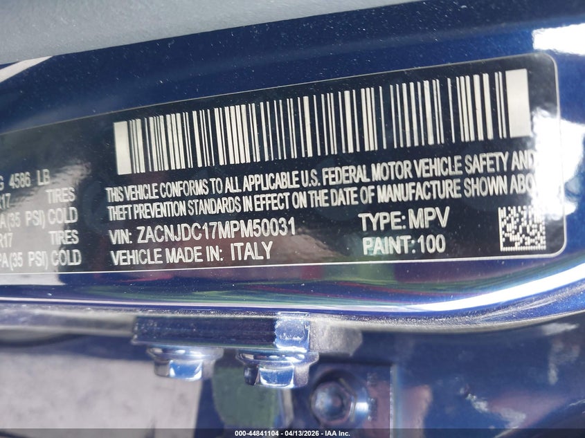 2021 Jeep Renegade Trailhawk 4X4 VIN: ZACNJDC17MPM50031 Lot: 44841104