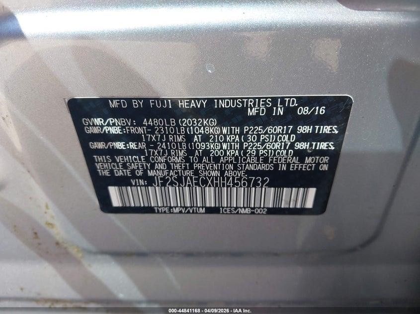 2017 Subaru Forester 2.5I Premium VIN: JF2SJAECXHH456732 Lot: 44841168