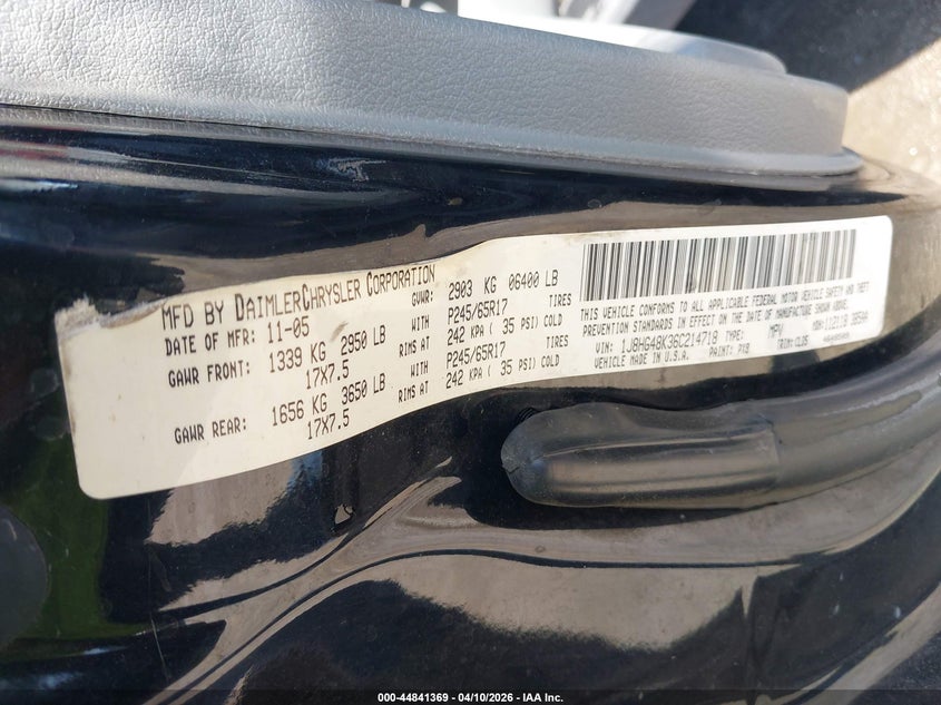 2006 Jeep Commander VIN: 1J8HG48K36C214718 Lot: 44841369