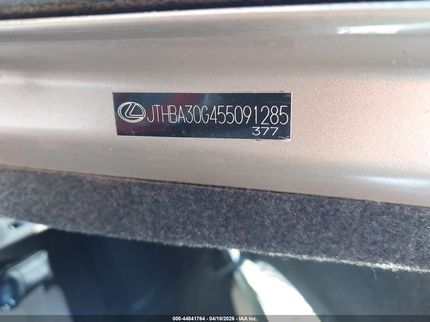 2005 Lexus Es 330 VIN: JTHBA30G455091285 Lot: 44841764