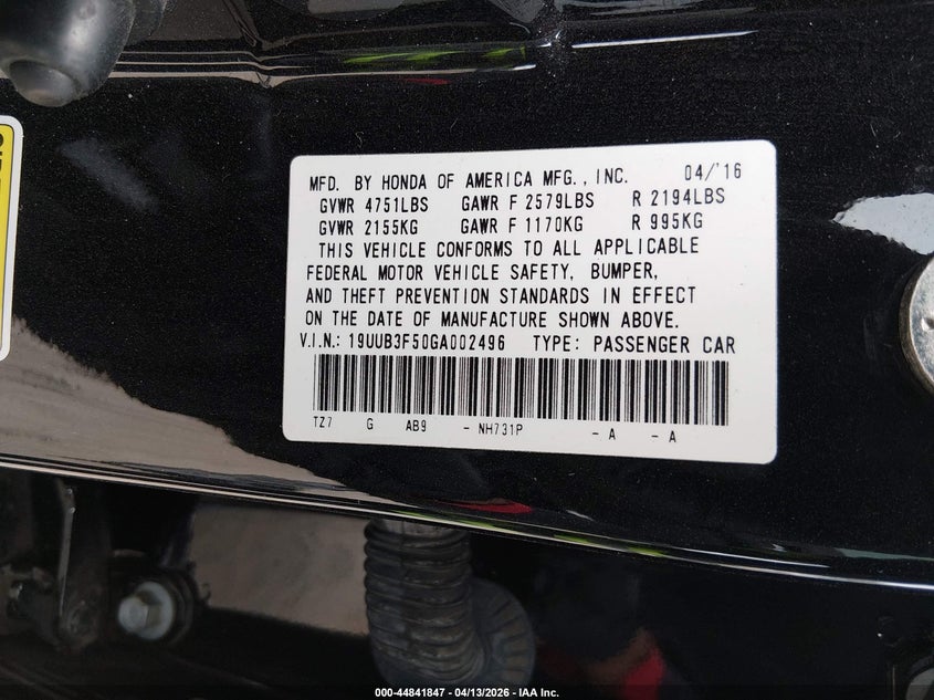 2016 Acura Tlx V6 Tech VIN: 19UUB3F50GA002496 Lot: 44841847