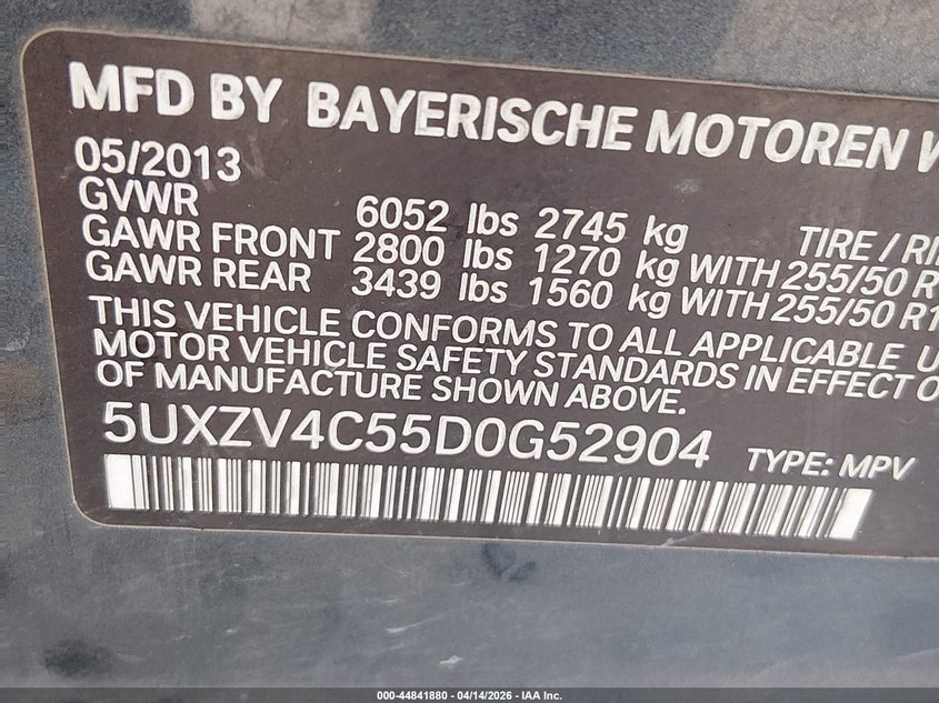 2013 BMW X5 xDrive35I/xDrive35I Premium/xDrive35I Sport Activity VIN: 5UXZV4C55D0G52904 Lot: 44841880