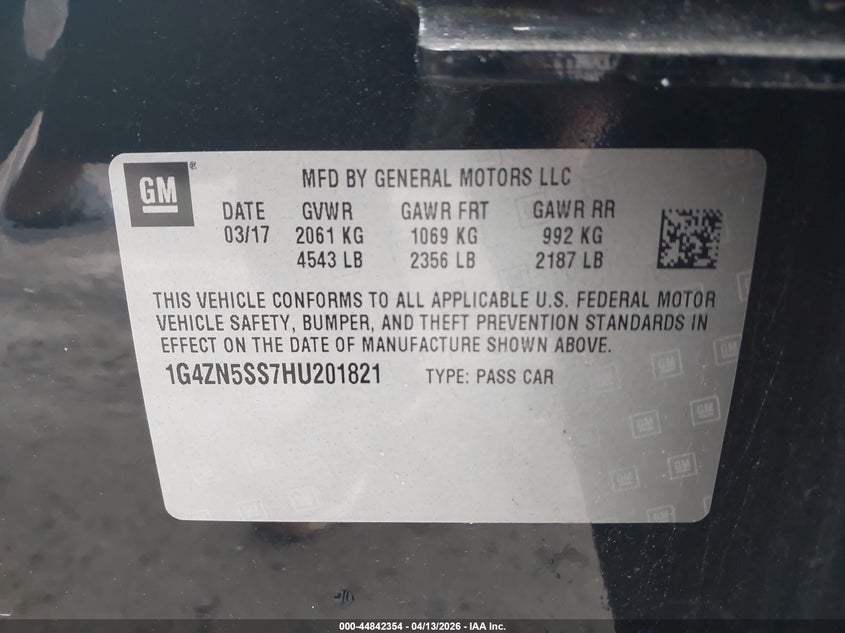 2017 Buick Lacrosse Preferred VIN: 1G4ZN5SS7HU201821 Lot: 44842354