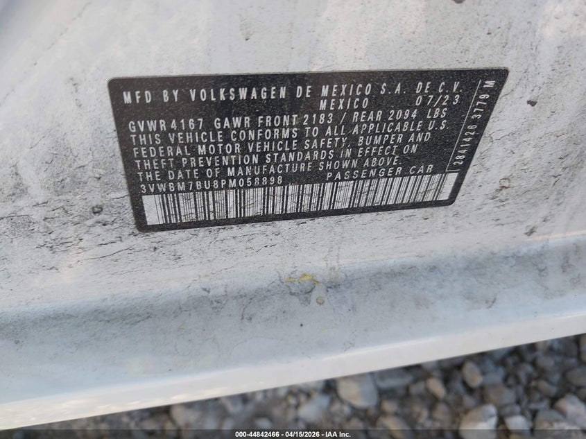 2023 Volkswagen Jetta 1.5T Sport VIN: 3VWBM7BU8PM058898 Lot: 44842466