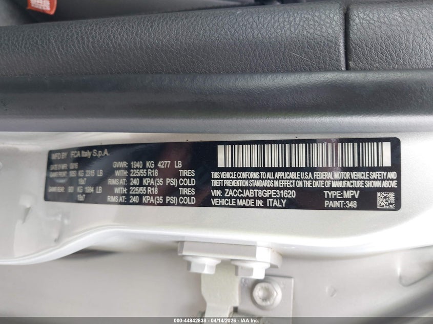 2016 Jeep Renegade 75Th Anniversary VIN: ZACCJABT8GPE31620 Lot: 44842838