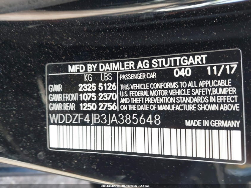 2018 Mercedes-Benz E 300 VIN: WDDZF4JB3JA385648 Lot: 44842919