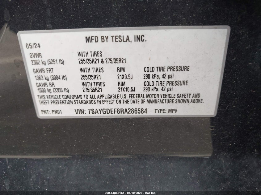 2024 Tesla Model y Performance Dual Motor All-Wheel Drive grey Lot 111044843161 Vin 7SAYGDEF8RA286584
