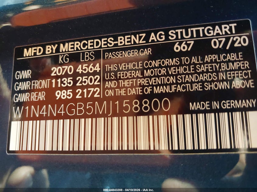 2021 Mercedes-Benz Gla 250 VIN: W1N4N4GB5MJ158800 Lot: 44843208