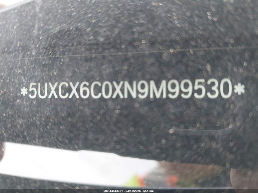 2022 BMW X7 M50I VIN: 5UXCX6C0XN9M99530 Lot: 44843331