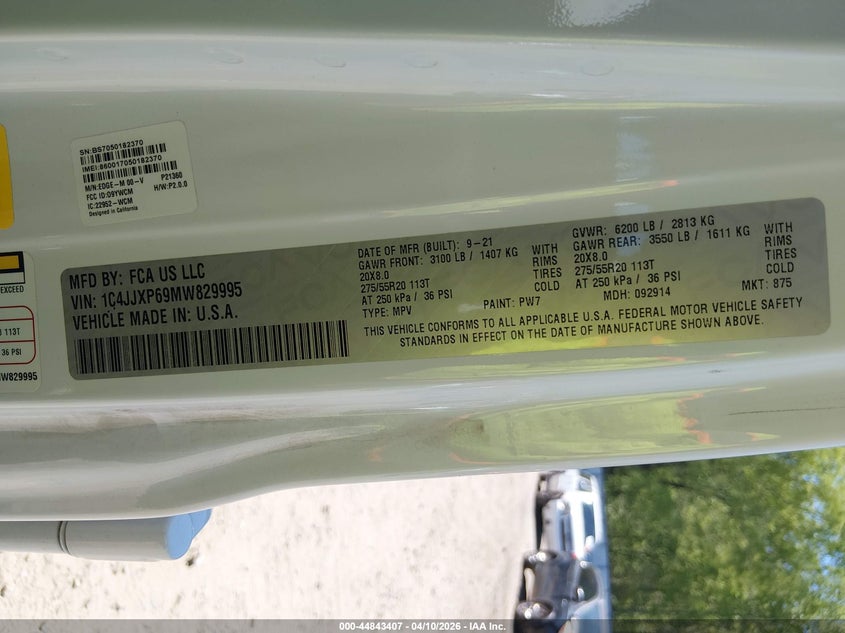 2021 Jeep Wrangler 4Xe Unlimited Sahara 4X4 VIN: 1C4JJXP69MW829995 Lot: 44843407