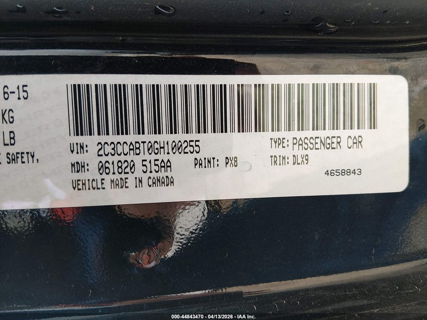 2016 Chrysler 300 S black Lot 111044843470 Vin 2C3CCABT0GH100255