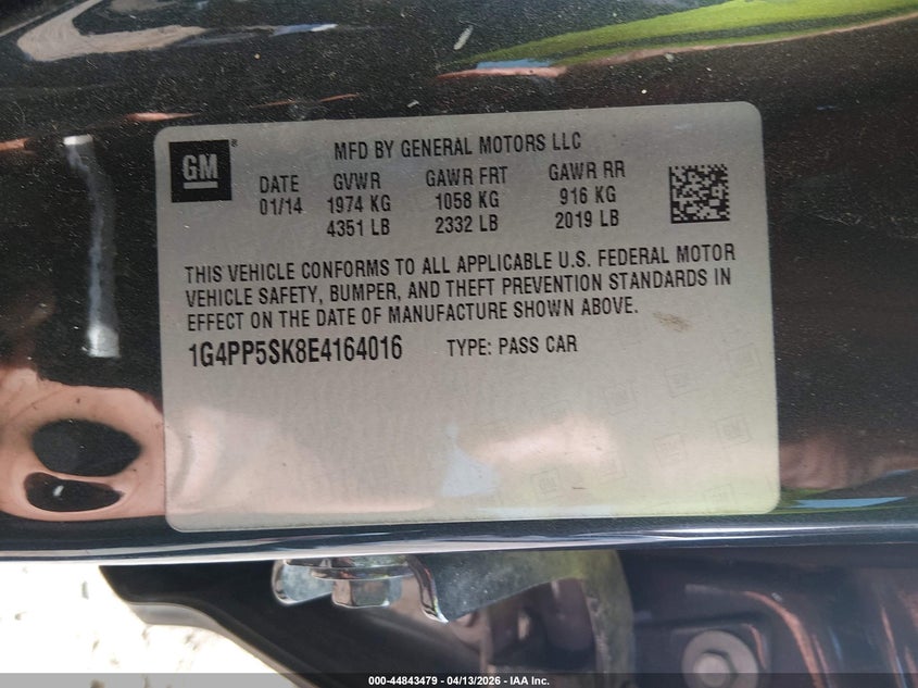 2014 Buick Verano VIN: 1G4PP5SK8E4164016 Lot: 44843479
